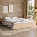 Cadre de Lit 200x200 cm en Bois de Pin Massif – Sommier à Lattes Inclus