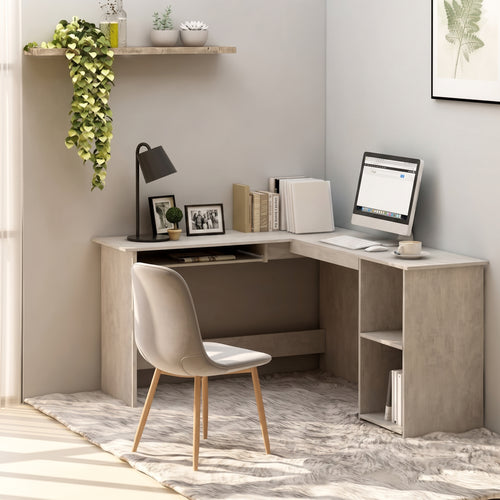Bureau d'Angle en L 120x140 cm Blanc – Rangement et Tablette Clavier