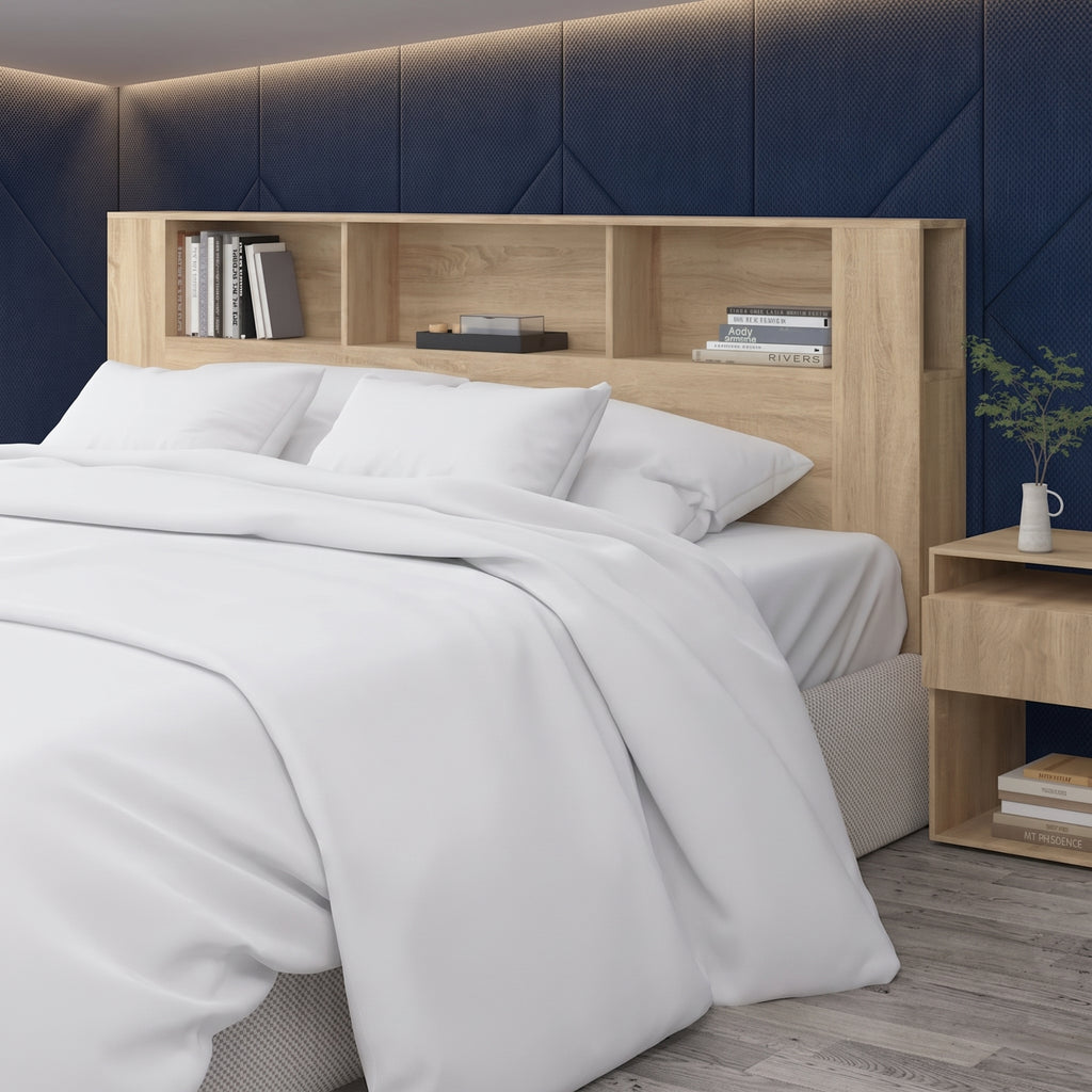 Tête de Lit Armoire avec Rangement  – Chêne Sonoma