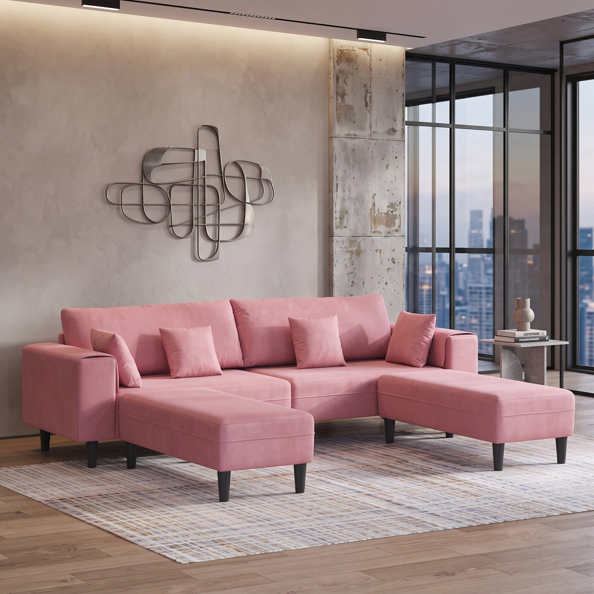 Canapé 4 Places Velours – Design Moderne 250 cm