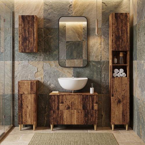 Ensemble 4 Meubles de Salle de Bain ARNHEM – Chêne Sonoma, Gain de Place